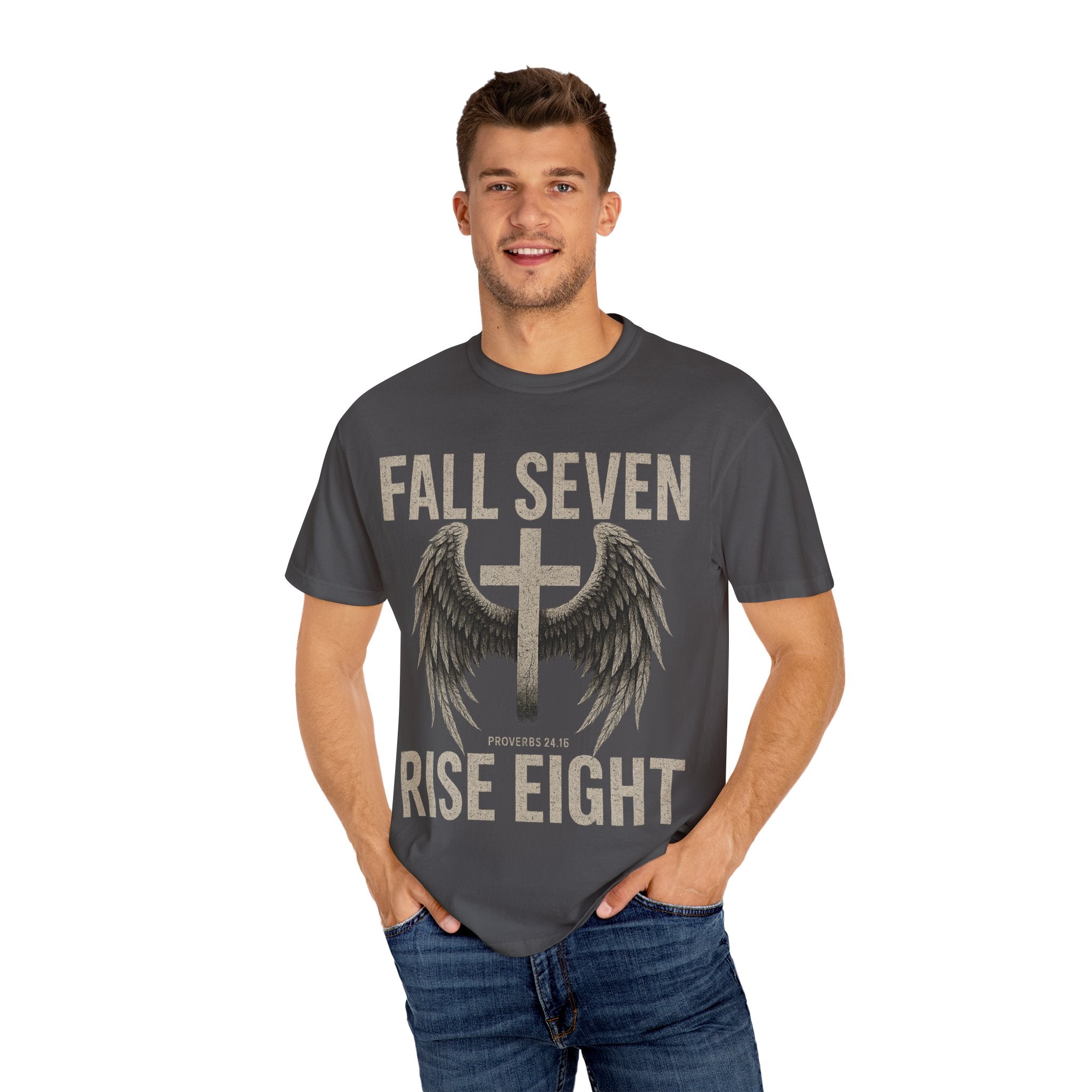 Fall Seven Rise Eight | Proverbs 24:16 | Grit & Grace Christian Tee