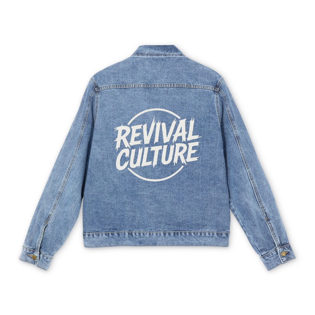 Revival Culture Embroidered Denim Jacket | Christian Streetwear Outerwear | Faith-Inspired Premium Jean Jacket